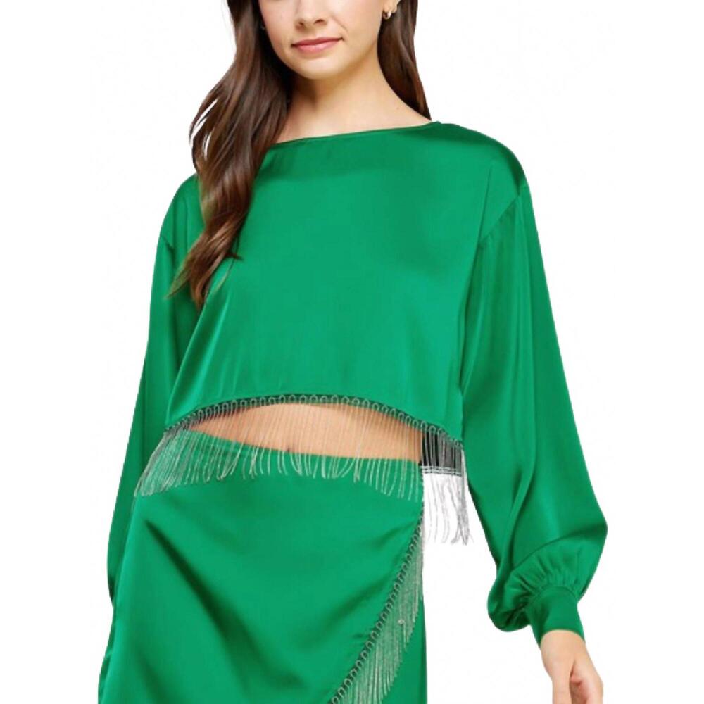 NEW STRUT & BOLT karolyn satin set top in merald green